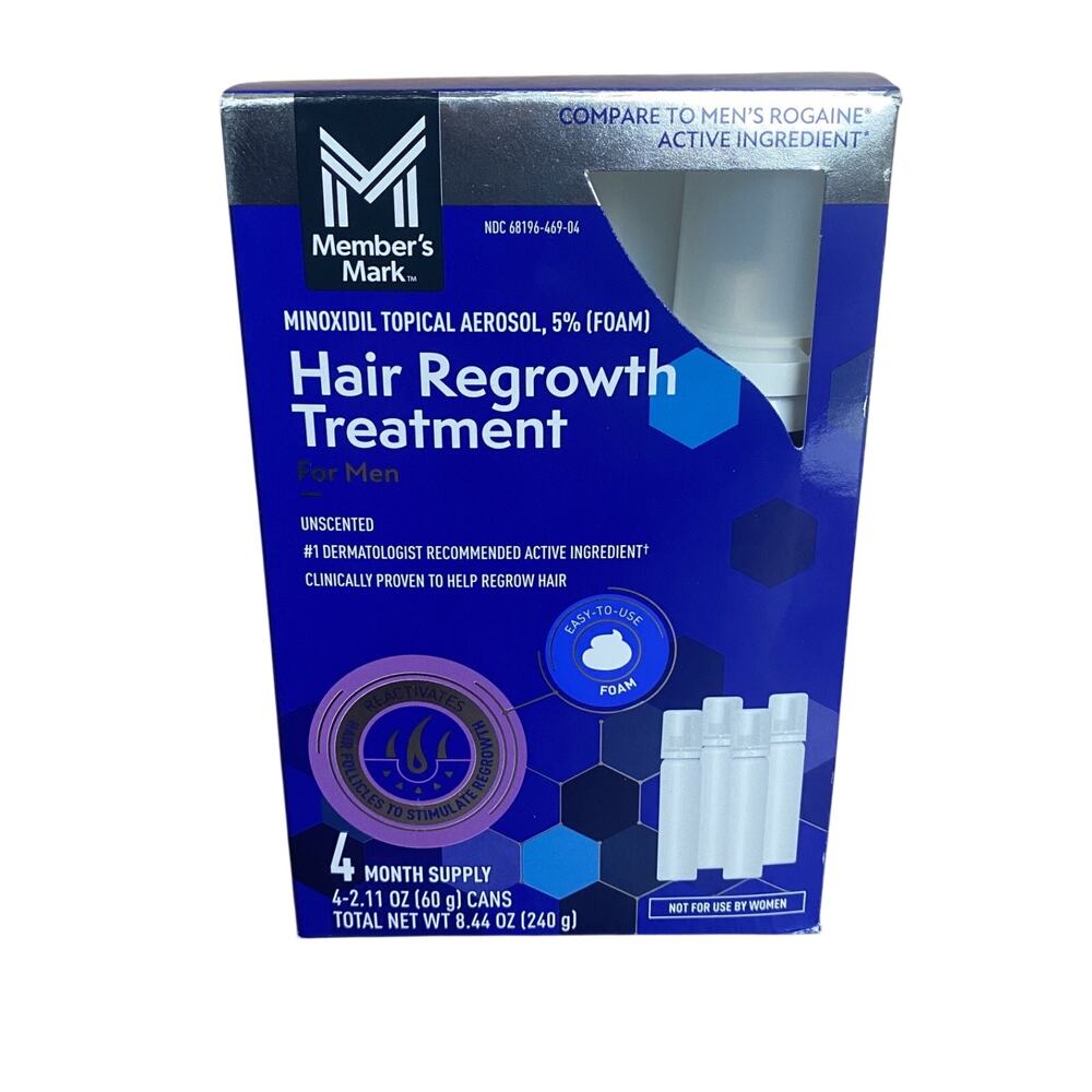 Member's Mark Hair Regrowth Treatment for Men FOAM Unscented 4-2.11oz ED 04/2026